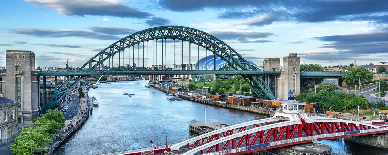 Skyline photo of the Tyne Bridge over the River Tyne in Newcastle upon Tyne